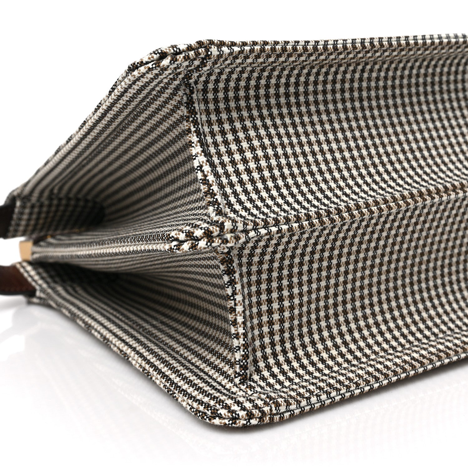 Fendi Wool Fabric Jacquard Cuoio Large Houndstooth FF 1974 Medium Peekaboo I SEE U Satchel Beige Tobacco Moro 6 of 7