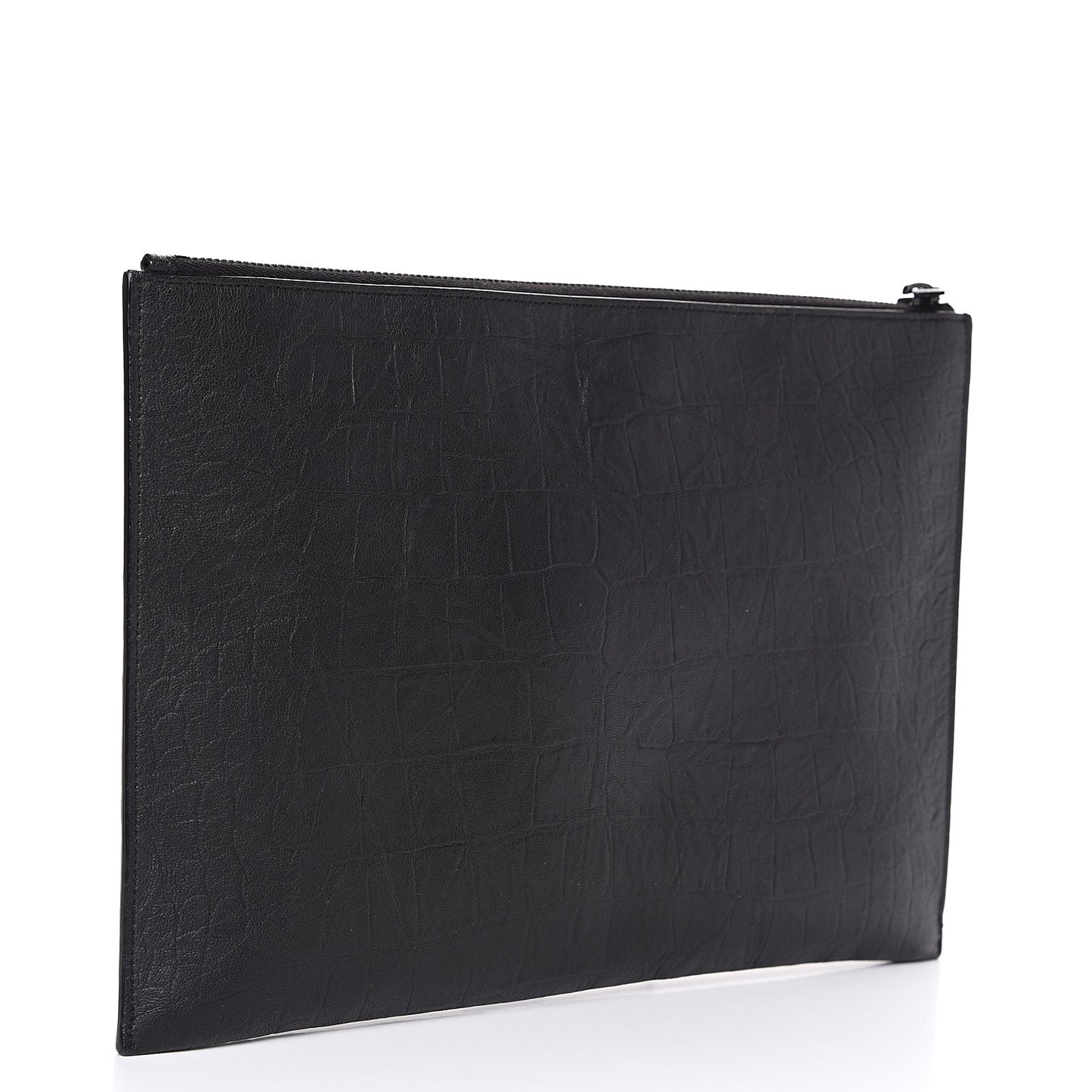 Calfskin Crocodile Embossed Monogram iPad Case Black