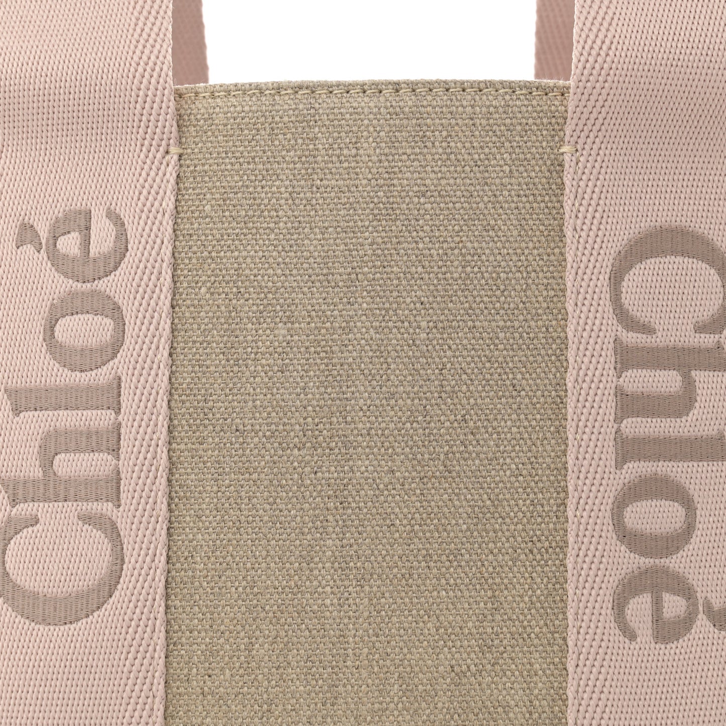Linen Calfskin Medium Woody Ribbon Tote Blushy Beige