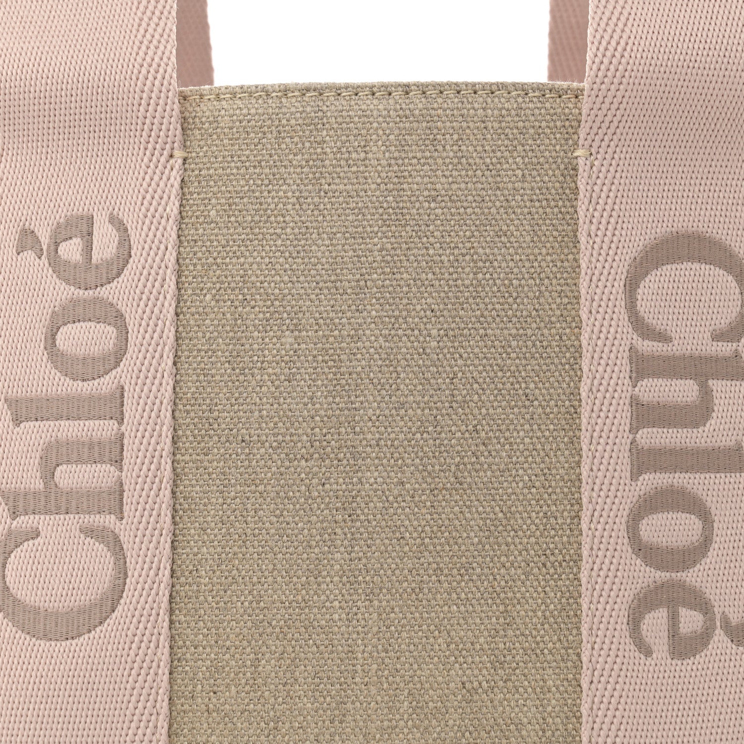 Chloe Linen Calfskin Medium Woody Ribbon Tote Blushy Beige 9 of 11