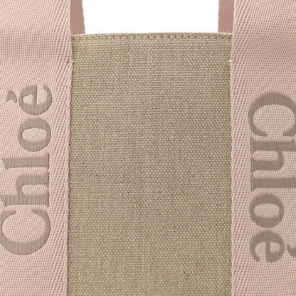 Chloe Linen Calfskin Medium Woody Ribbon Tote Blushy Beige 9 of 11
