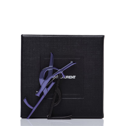 Saint Laurent Metal Deconstructed Monogram Brooch Blue Black 9 of 9