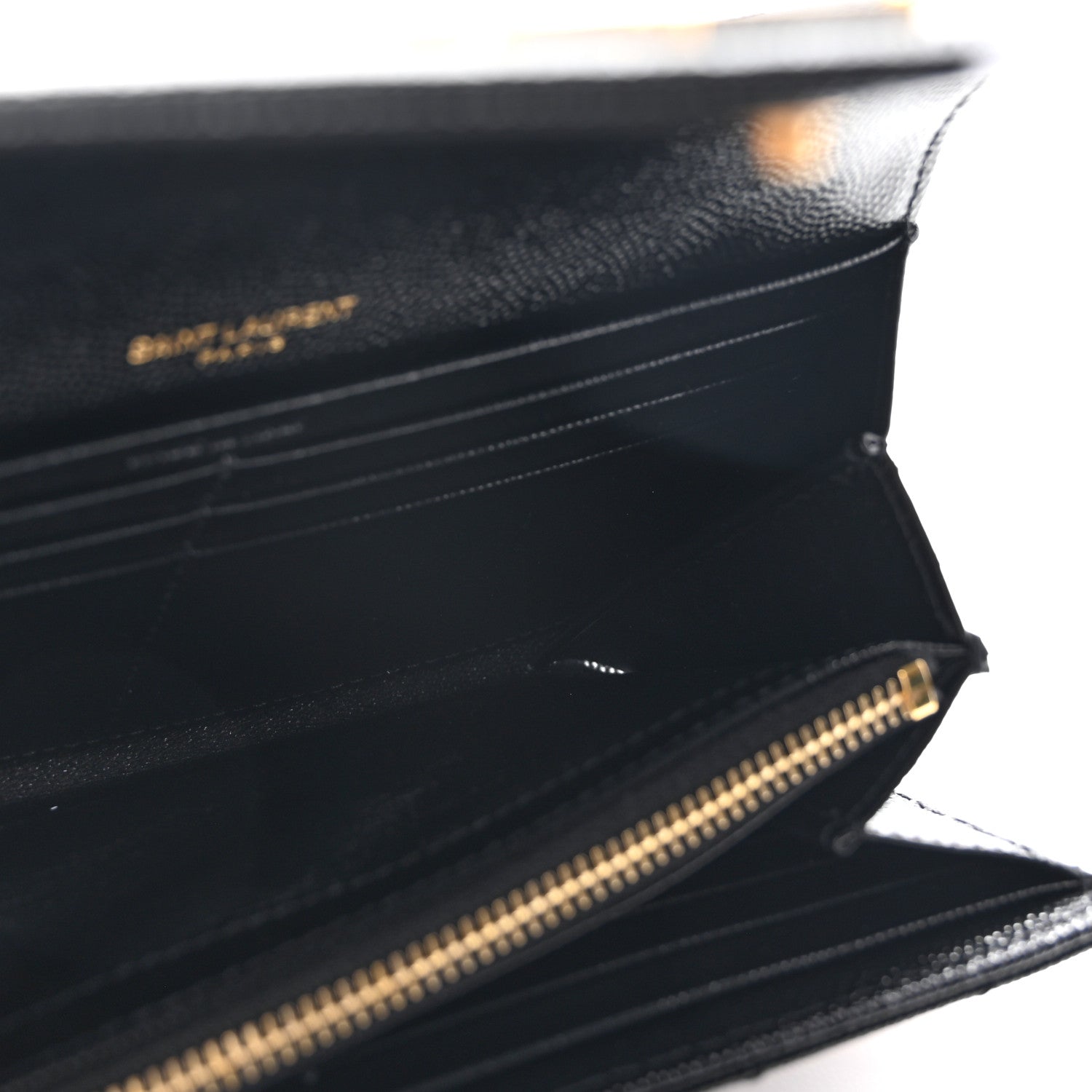 Saint Laurent Grain De Poudre Matelasse Chevron Monogram Flap Wallet Black 5 of 8