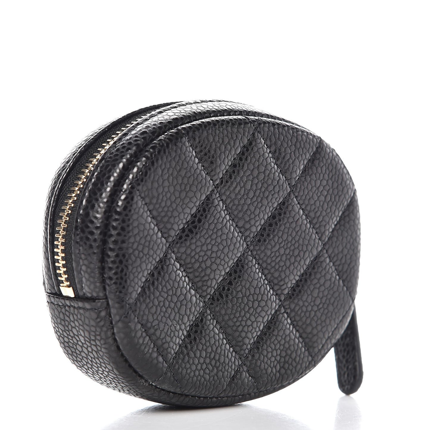 Caviar Quilted Zip Around Classic Coin Purse Black