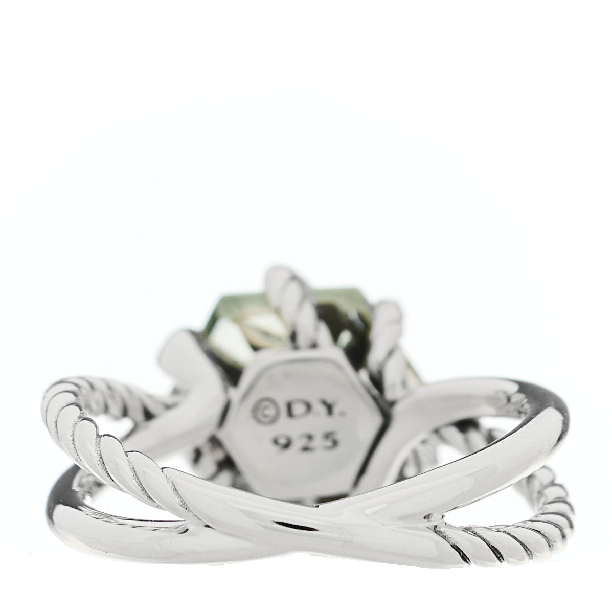 David Yurman Sterling Silver Diamond Prasiolite 10mm Cable Wrap Ring 54 7 4 of 5
