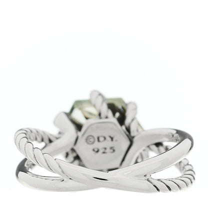 David Yurman Sterling Silver Diamond Prasiolite 10mm Cable Wrap Ring 54 7 4 of 5