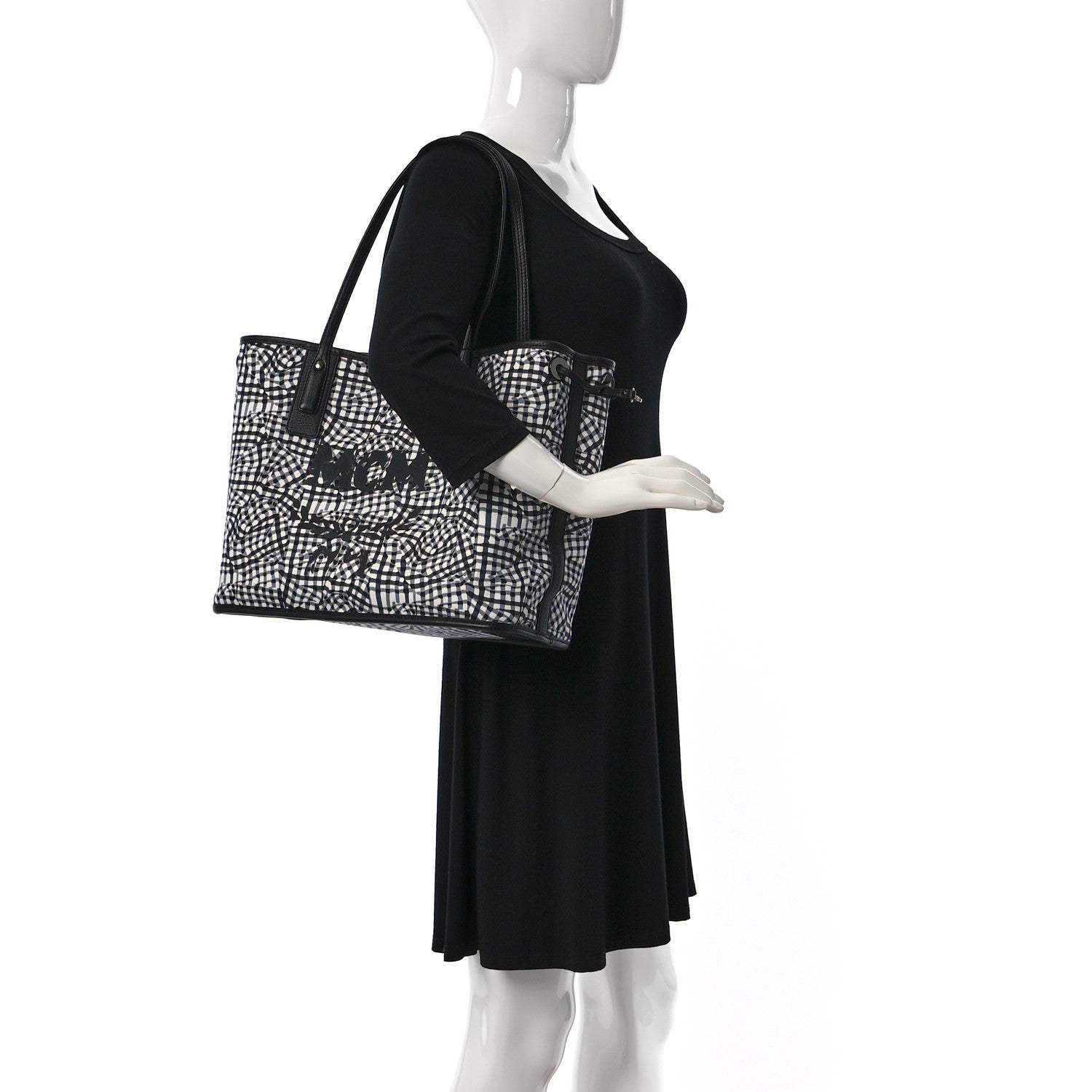 MCM Visetos Medium Liz Reversible Shopper Tote Black 3 of 14