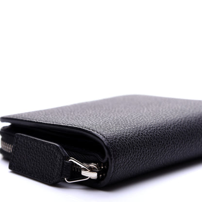 Saint Laurent Grained Calfskin Rive Gauche Compact Zip Around Wallet Black 6 of 11