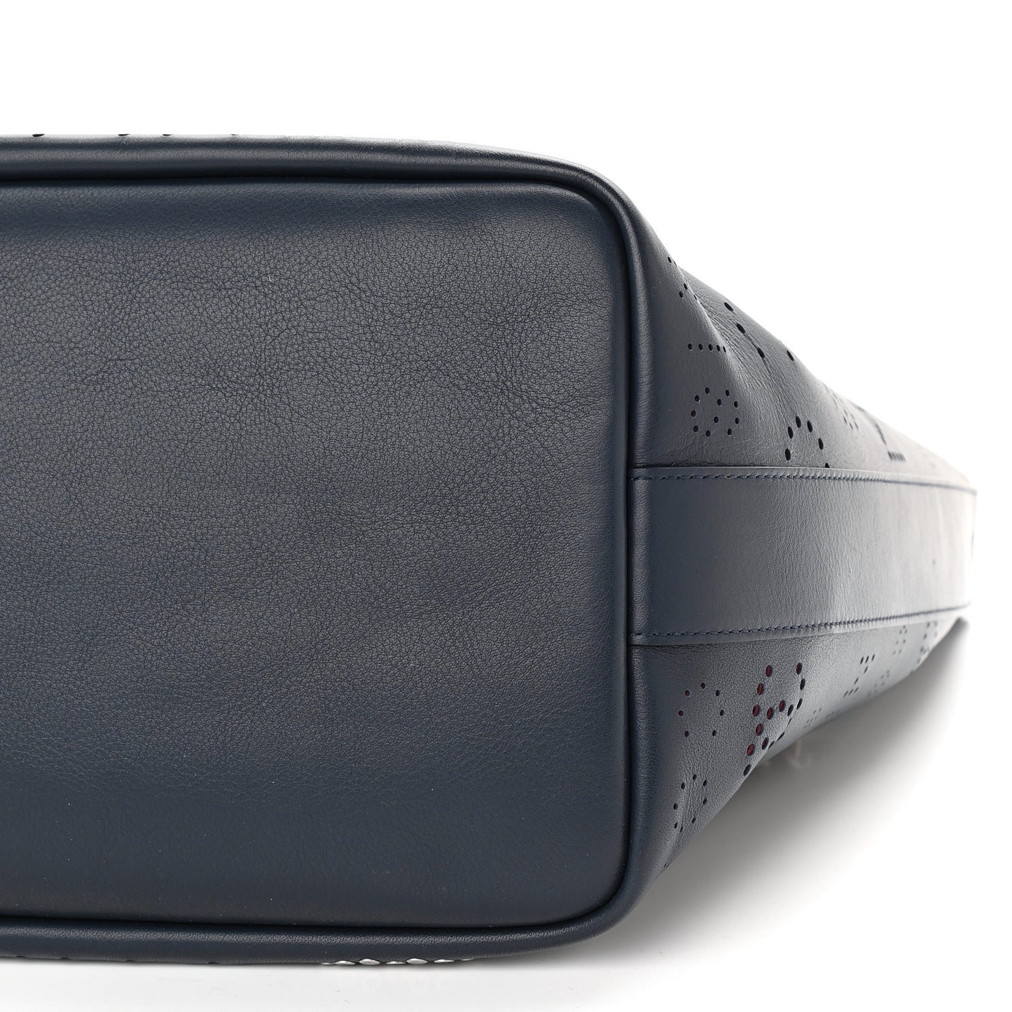 Calfskin Tweed Small Logo Eyelets Shopping Tote Navy Blue