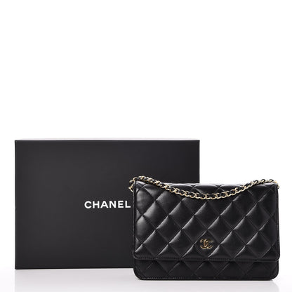 Chanel Lambskin Quilted Wallet On Chain WOC Black 9 of 9