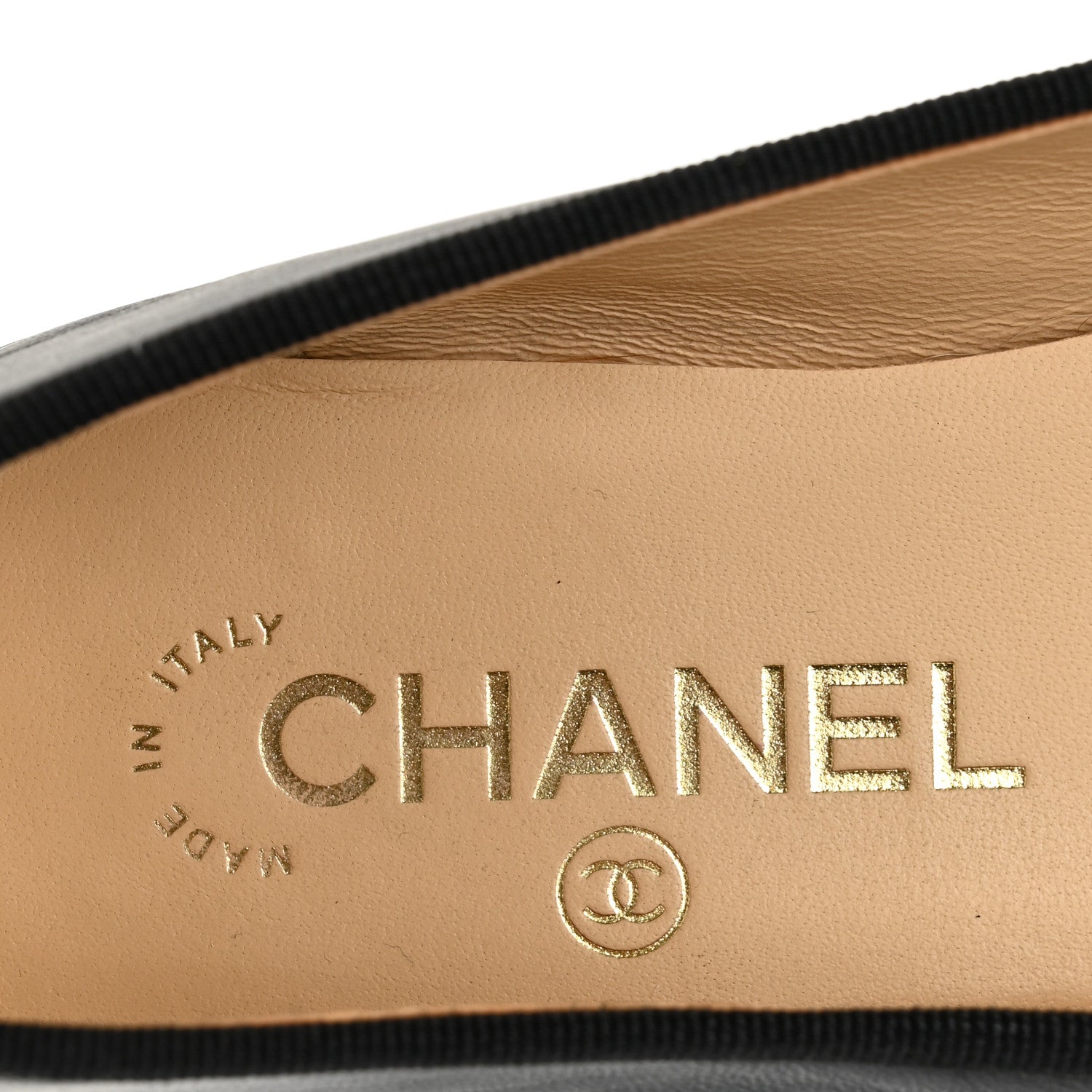 Chanel Lambskin Patent Cap Toe CC Ballerina Flats 37.5 Black 6 of 10