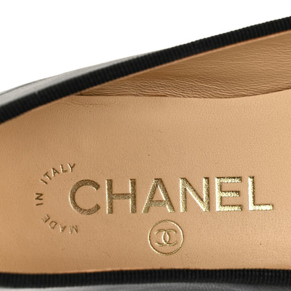 Chanel Lambskin Patent Cap Toe CC Ballerina Flats 37.5 Black 6 of 10