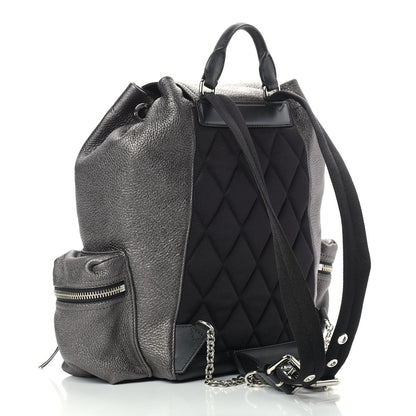 Burberry Metallic Deerskin Medium Rucksack Backpack Dark Grey 3 of 9
