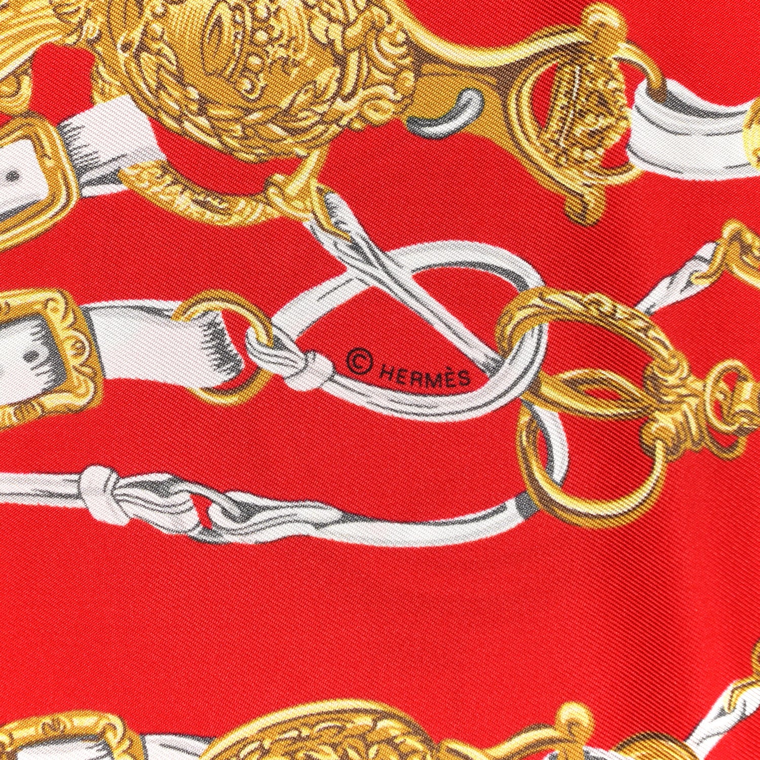 Hermes Silk Brides De Gala Maxi Twilly Capucine Rouge Vieil Or 5 of 5