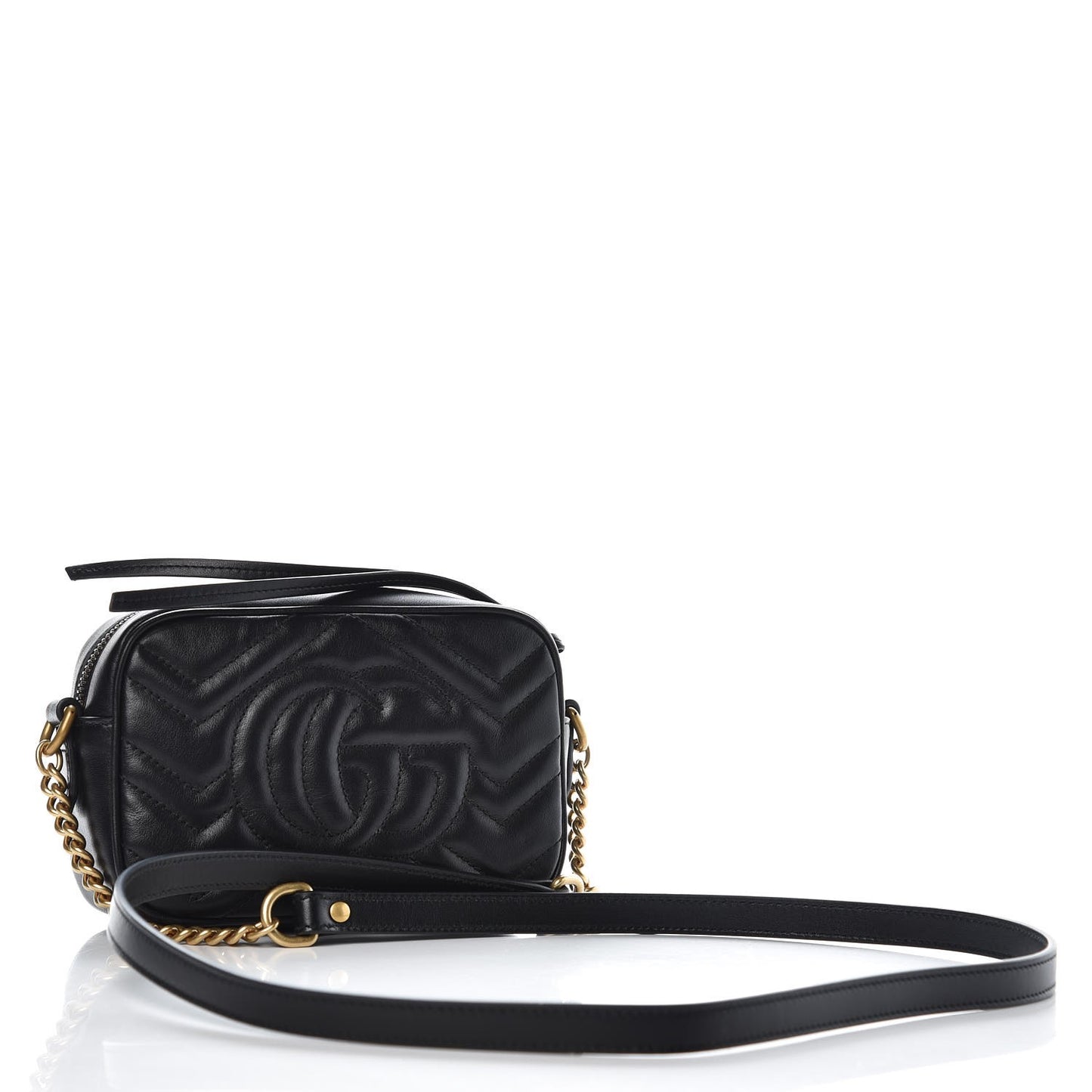 Calfskin Matelasse Mini GG Marmont Chain Shoulder Bag Black