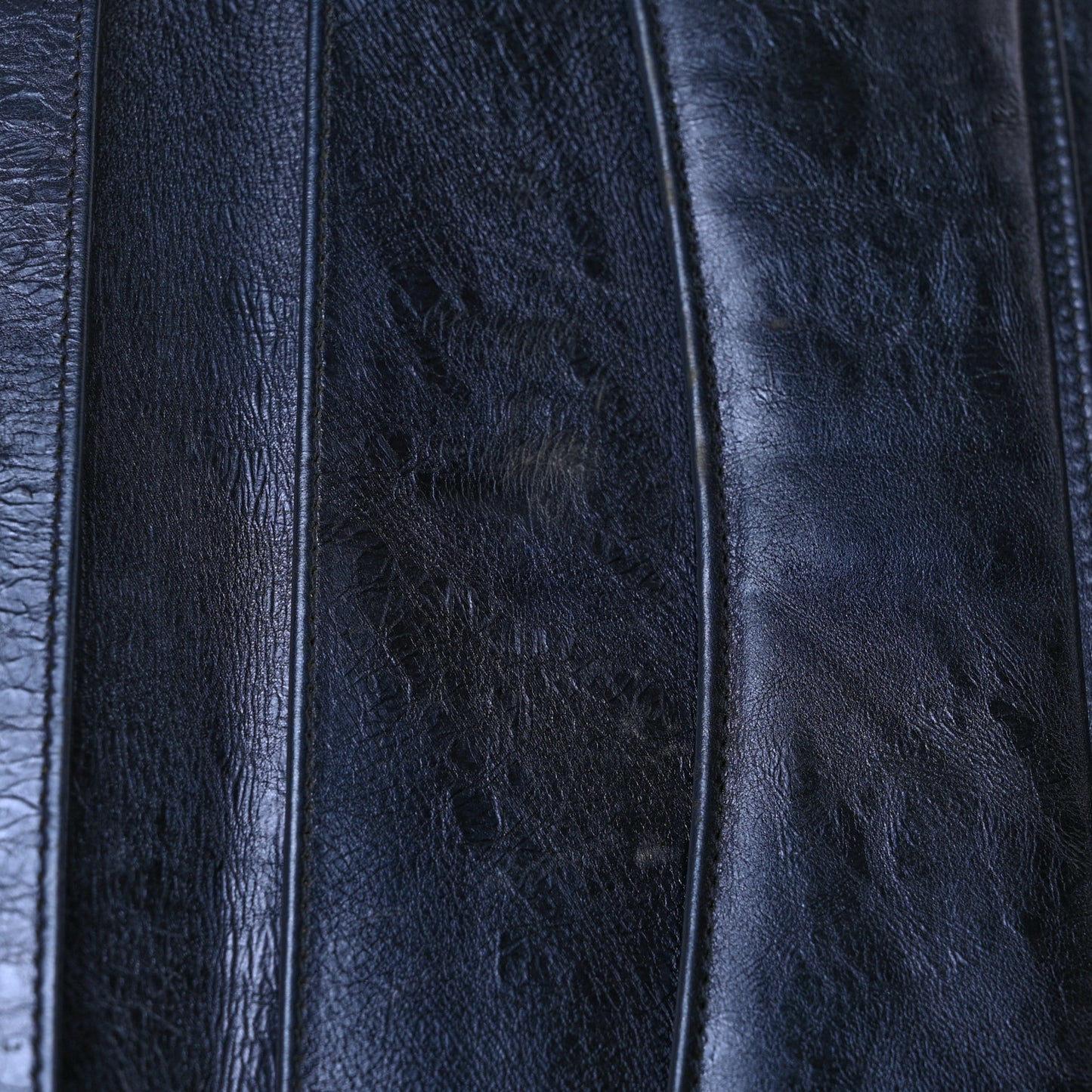 Metallic Aged Calfskin Quilted Reissue Long Flap Wallet Dark Navy Blue
