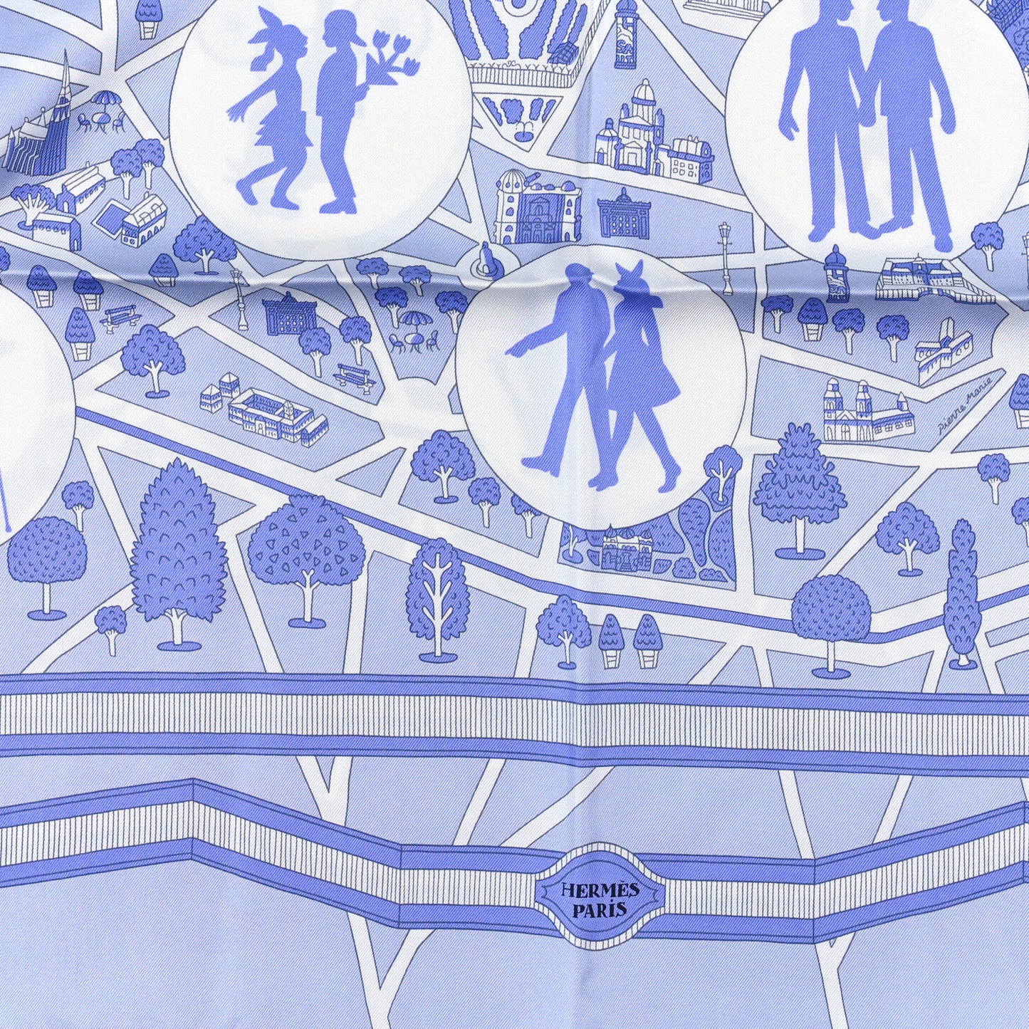Silk Les Nouveaux Amoureux de Paris Scarf 90 Lavande White Mauve