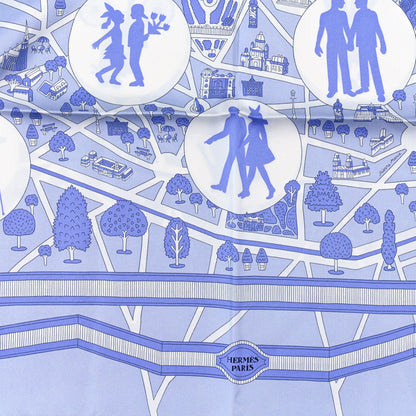 Hermes Silk Les Nouveaux Amoureux de Paris Scarf 90 Lavande White Mauve 2 of 3