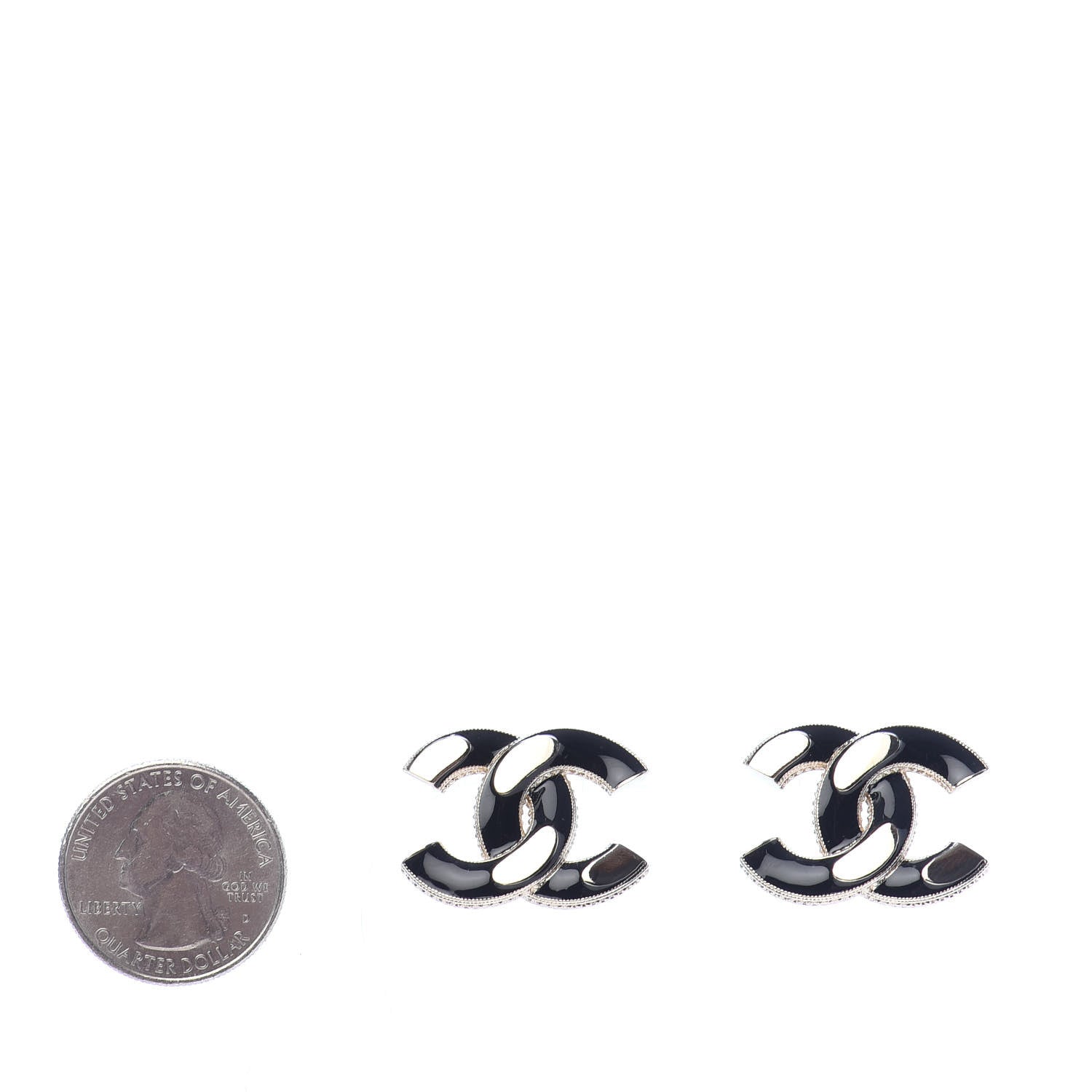 Chanel Enamel CC Earrings Black Gold 2 of 4