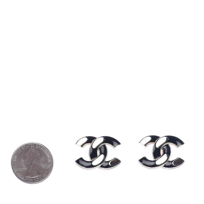 Chanel Enamel CC Earrings Black Gold 2 of 4