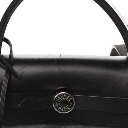 Hermes Toile H Berline Vache Hunter Herbag Zip PM 31 Black Ecru 13 of 15