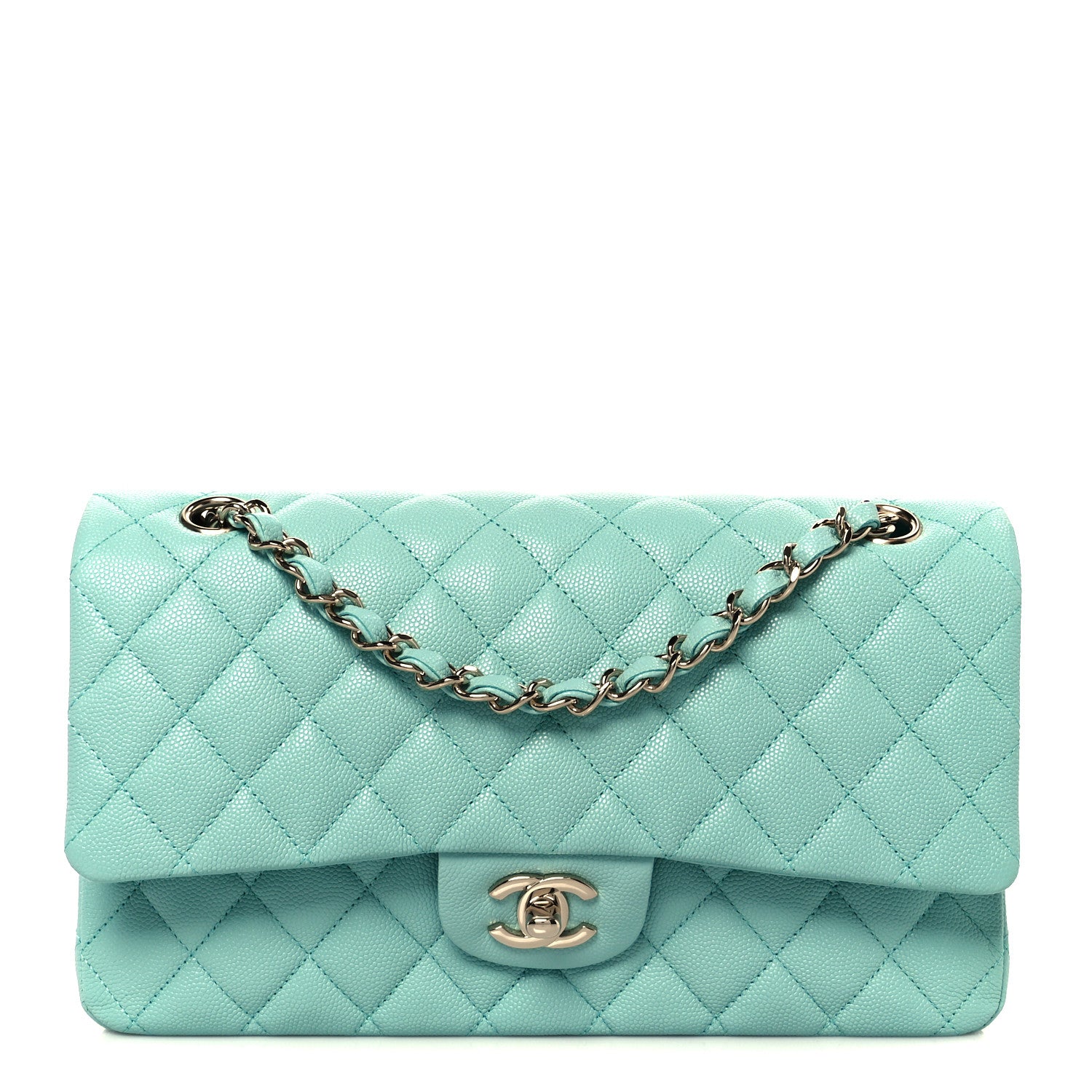 Chanel Caviar Quilted Medium Double Flap Light Blue 1 of 11