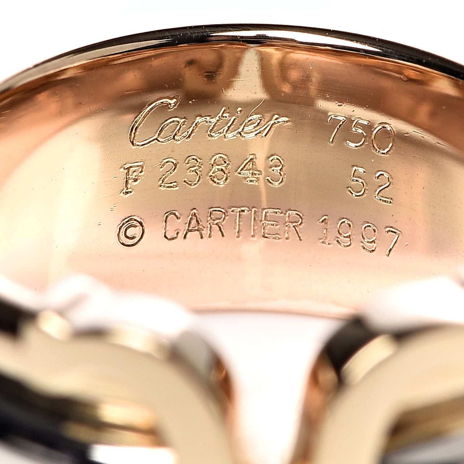 Cartier 18K Pink Yellow White Gold C De Ring 52 6 4 of 4