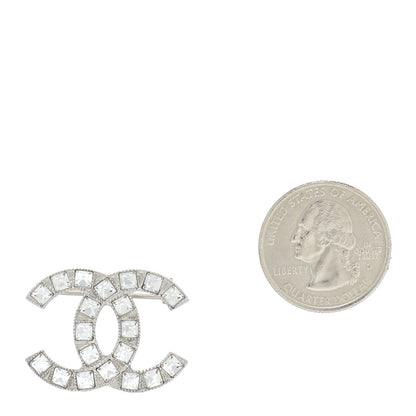 Chanel Crystal Baguette CC Mini Brooch Silver 2 of 6