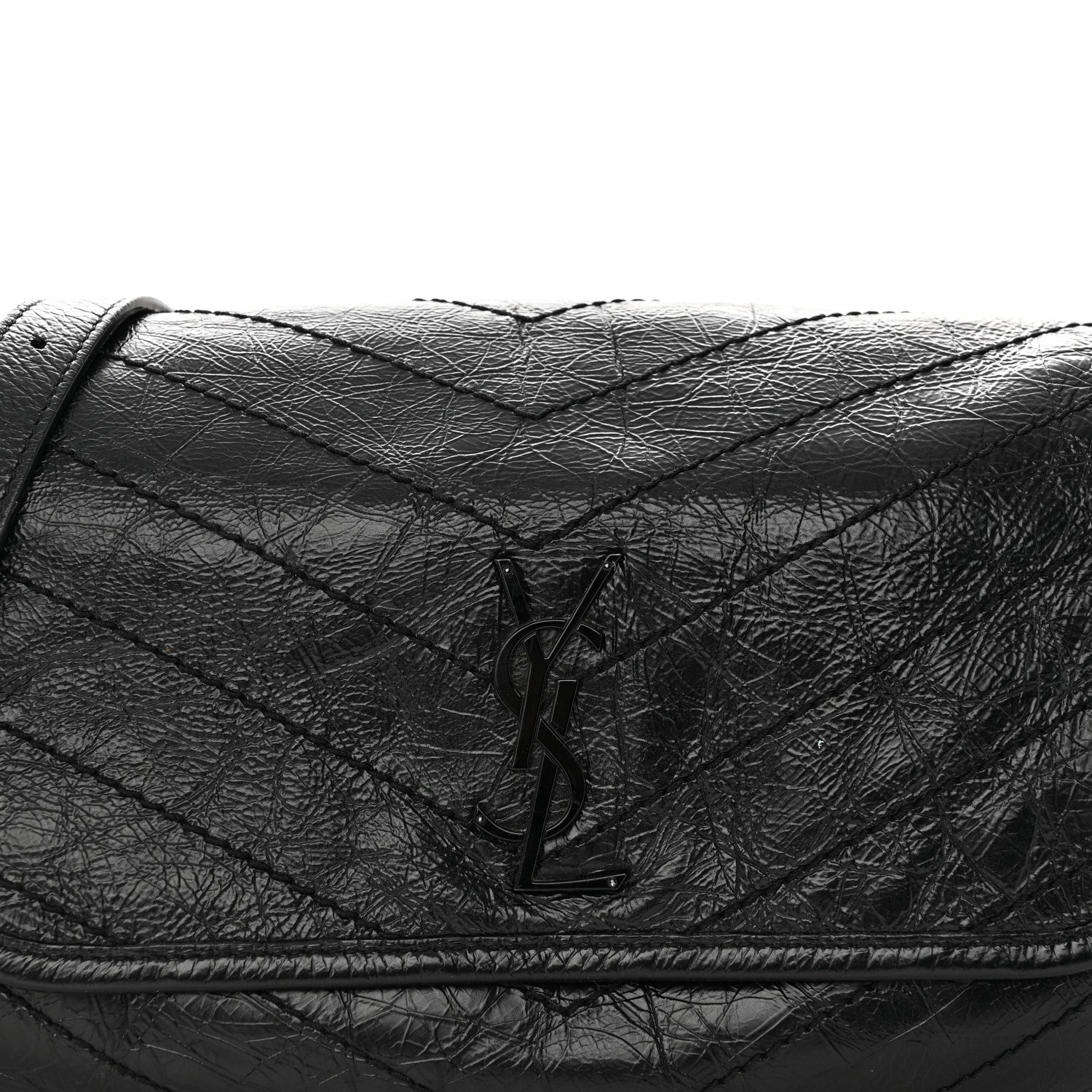 Saint Laurent Crinkled Calfskin Matelasse Monogram Niki Body Bag Black 7 of 11
