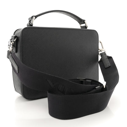 Prada Saffiano Travel Medium Brique Crossbody Bag Black 3 of 10
