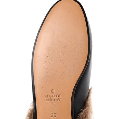 Gucci Calfskin Fur Womens Princetown Slippers 36 Black 9 of 12