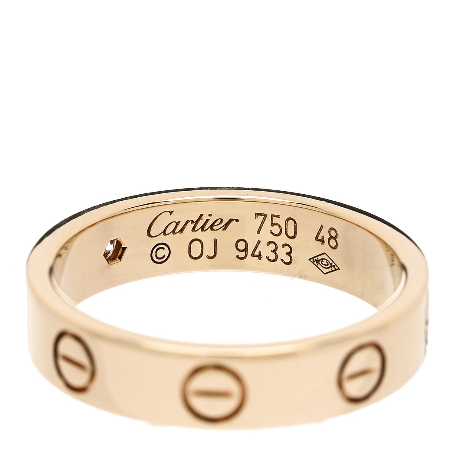 Cartier 18K Yellow Gold Diamond 4mm LOVE Wedding Band Ring 48 4.5 4 of 4