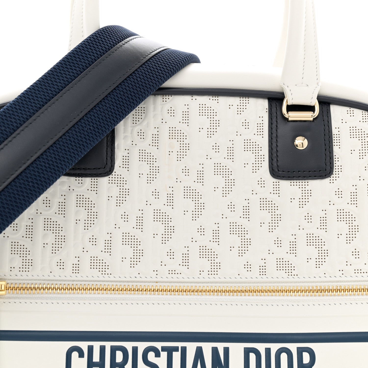 Christian Dior Perforated Calfskin Medium Dior Vibe Classic Bowling Bag White 8 of 12