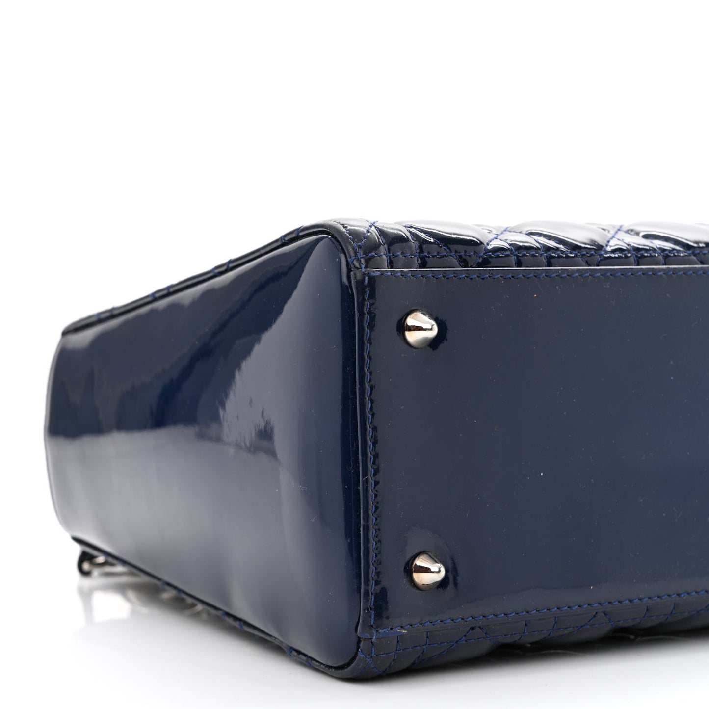 Patent Cannage Medium Lady Dior Navy Blue