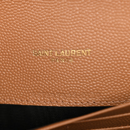 Saint Laurent Grain De Poudre Matelasse Chevron Monogram Envelope Chain Wallet Dune 7 of 10