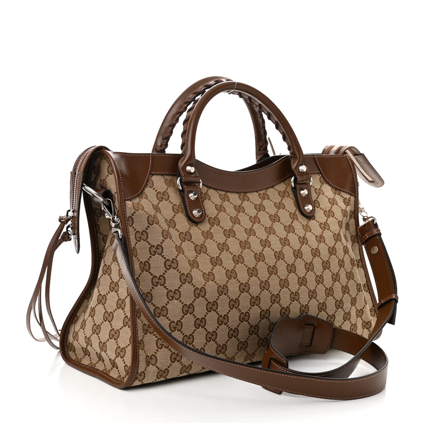 X GUCCI GG Monogram Azalea Calfskin Neo Classic Silver Hardware Medium City Beige Ebony Brown Sugar