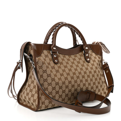 Balenciaga X GUCCI GG Monogram Azalea Calfskin Neo Classic Silver Hardware Medium City Beige Ebony Brown Sugar 4 of 11