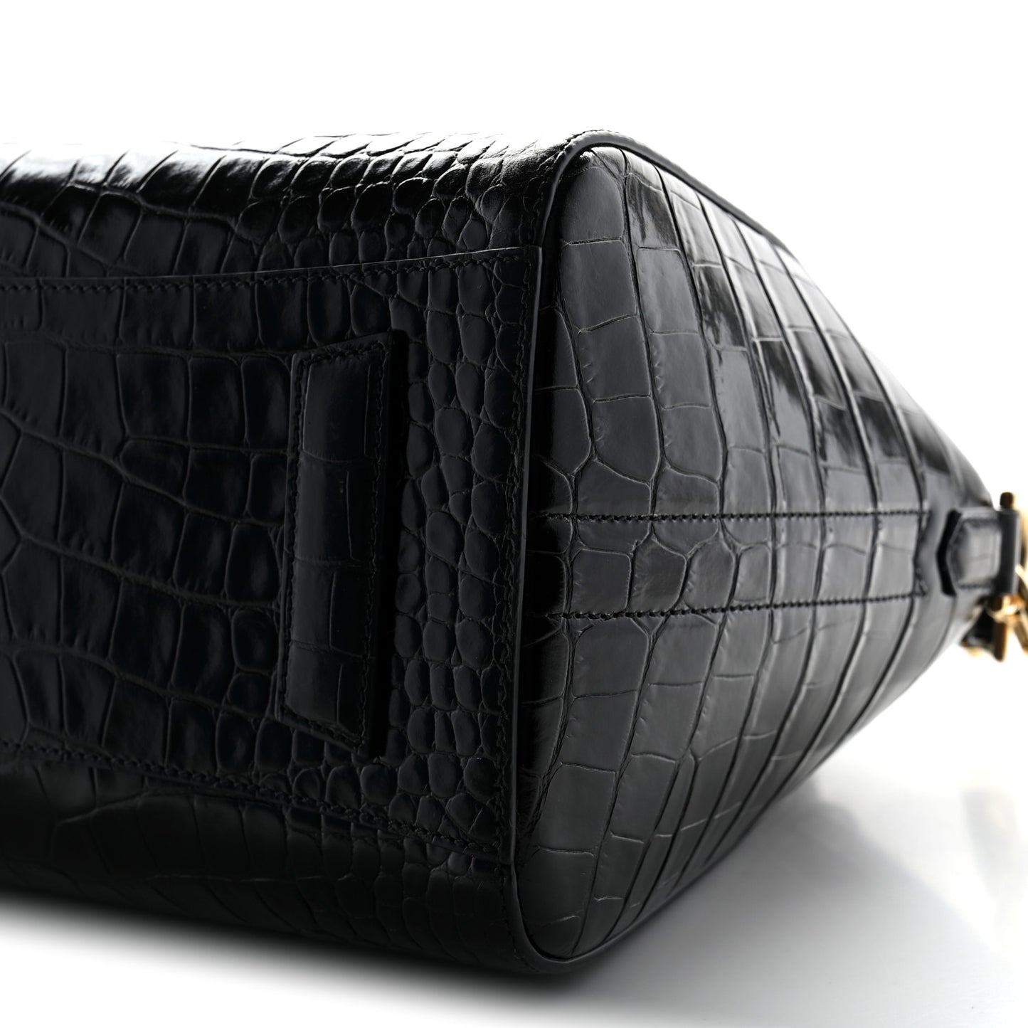 Calfskin Crocodile Embossed Small Antigona Black
