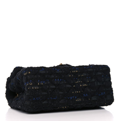 Chanel Tweed Quilted Mini 2.55 Reissue Flap Black Gold Navy 4 of 11