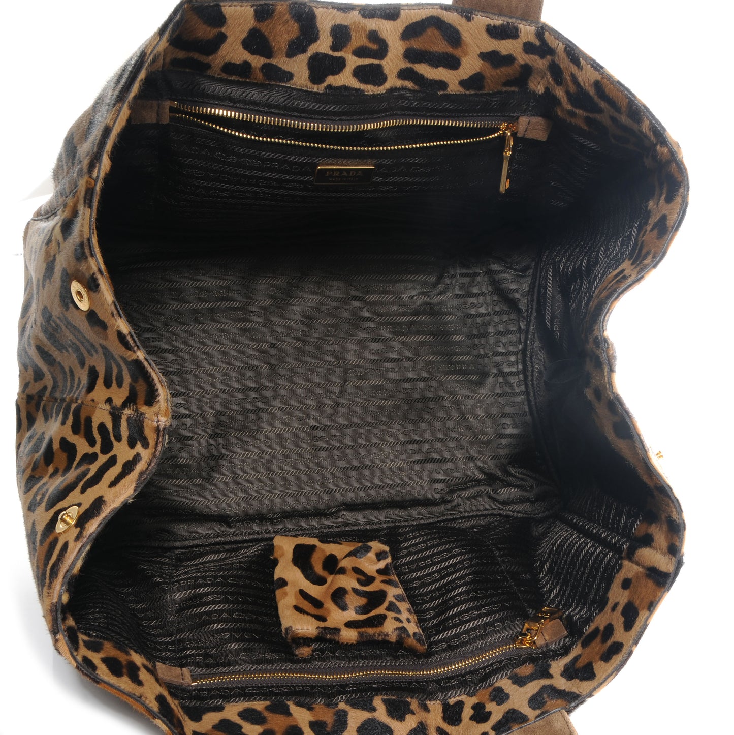 Calf Hair Leopard Print Shopping Tote Sabbia Moro