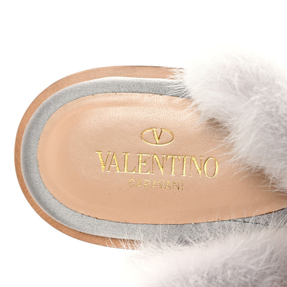 Valentino Garavani Mink Fur Ankle Wrap Flat Sandals 40.5 Grigio Perla 8 of 9
