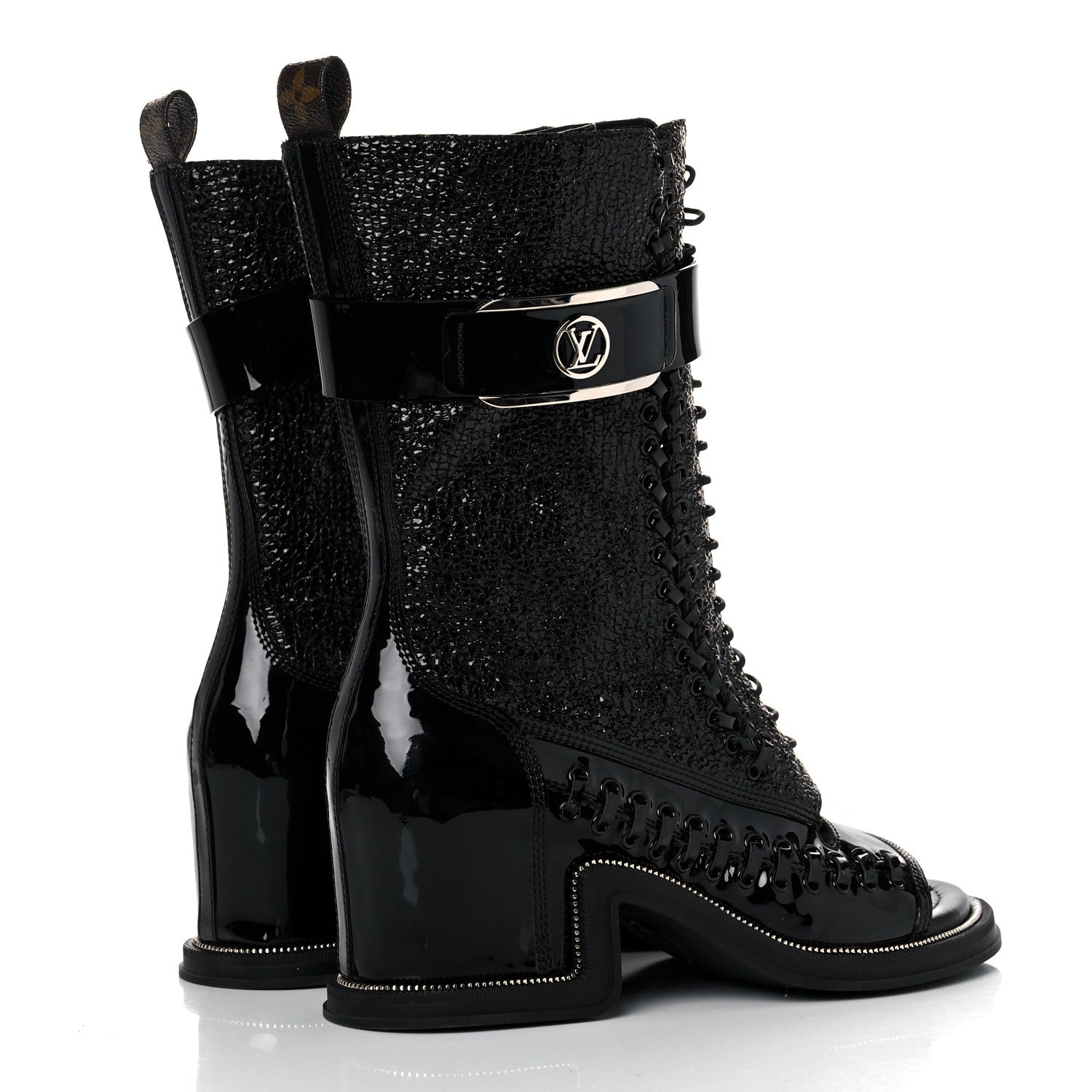 Louis Vuitton Patent Moonlight Boots 38 Black 3 of 9