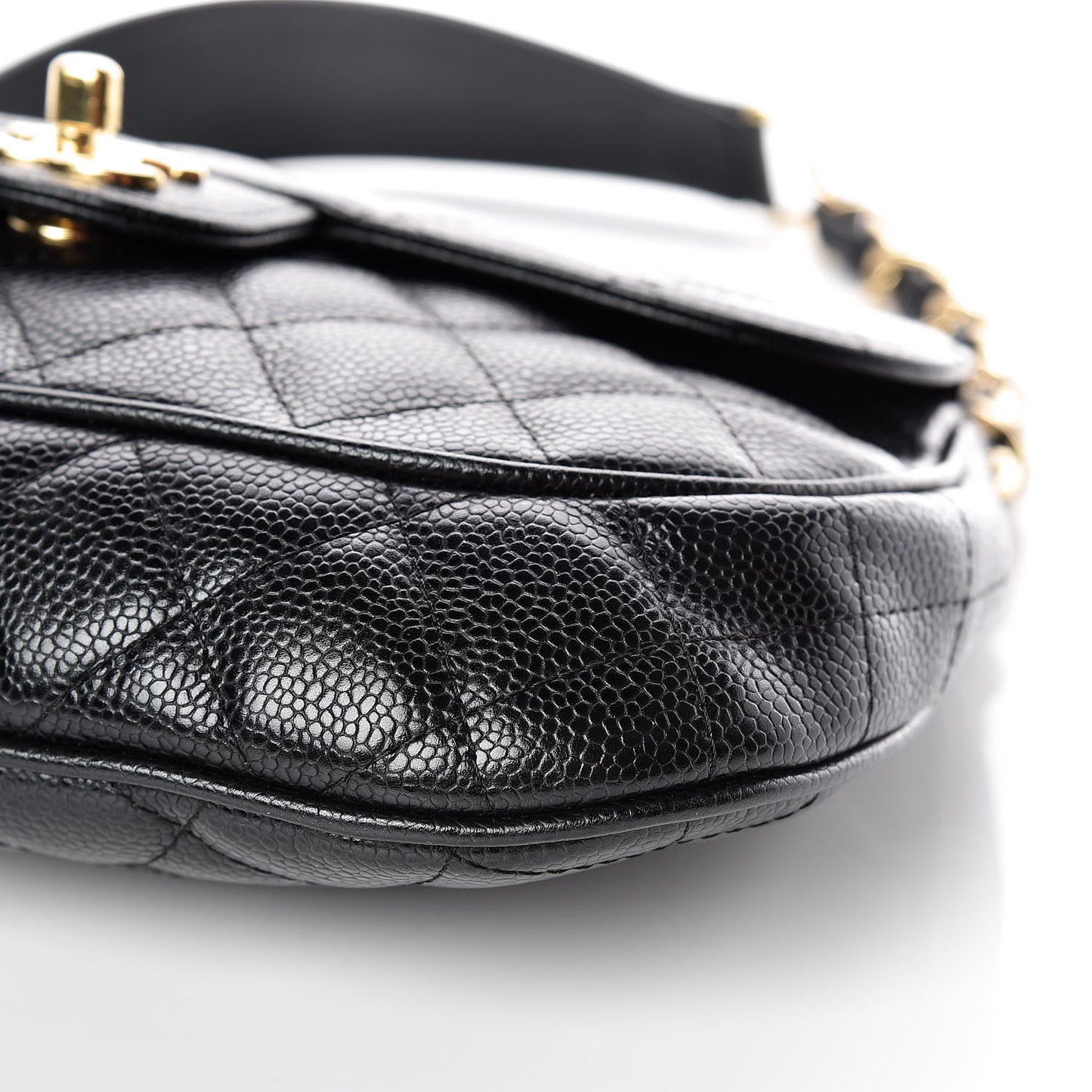 Caviar Quilted Flap Shoulder Bag Black