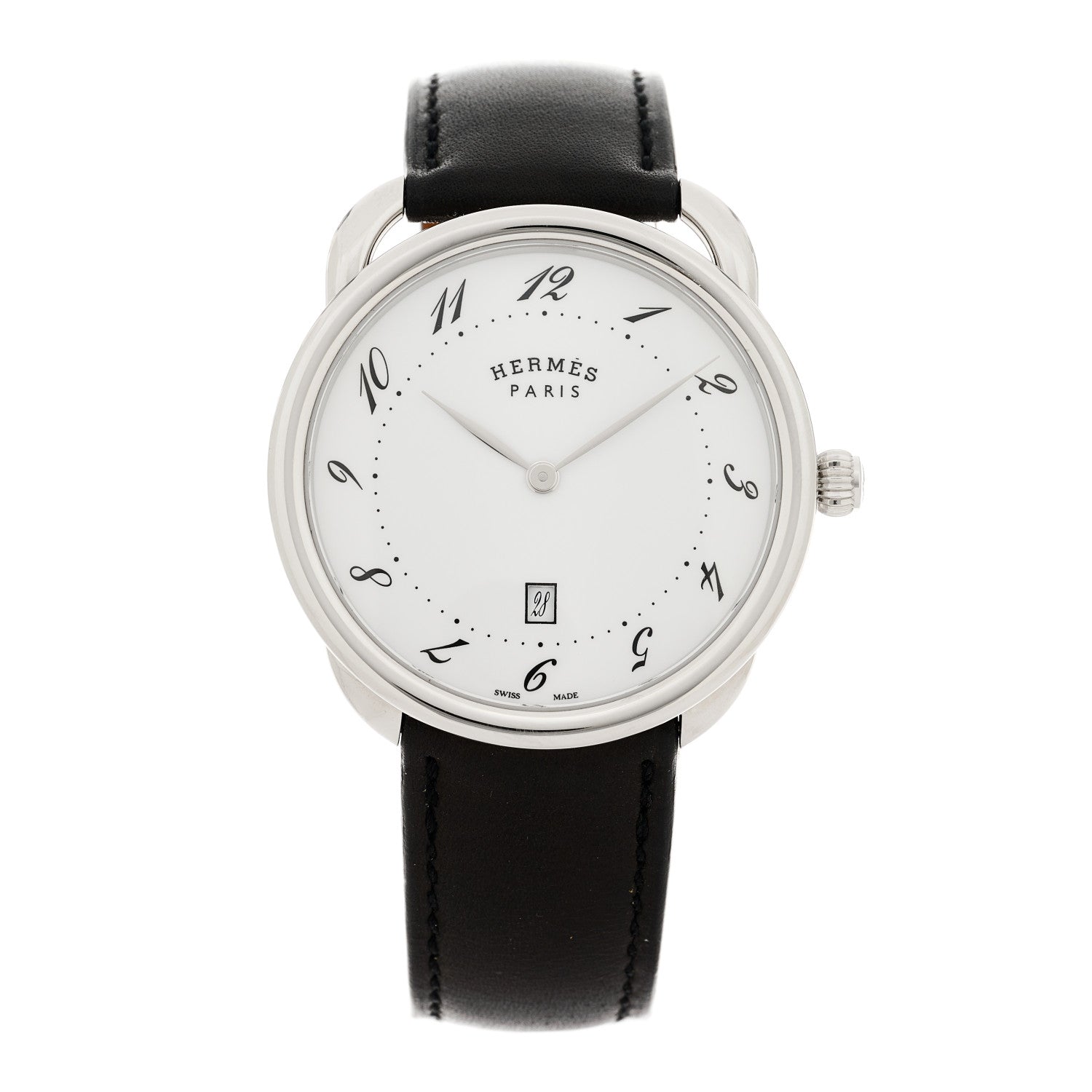 Hermes Stainless Steel Barenia 40mm Arceau Quartz Watch Noir 1 of 5
