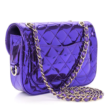 Chanel Mirror Calfskin Metallic Calfskin Quilted Hollywood Boulevard Mini Flap With Star Coin Purse Purple 4 of 12