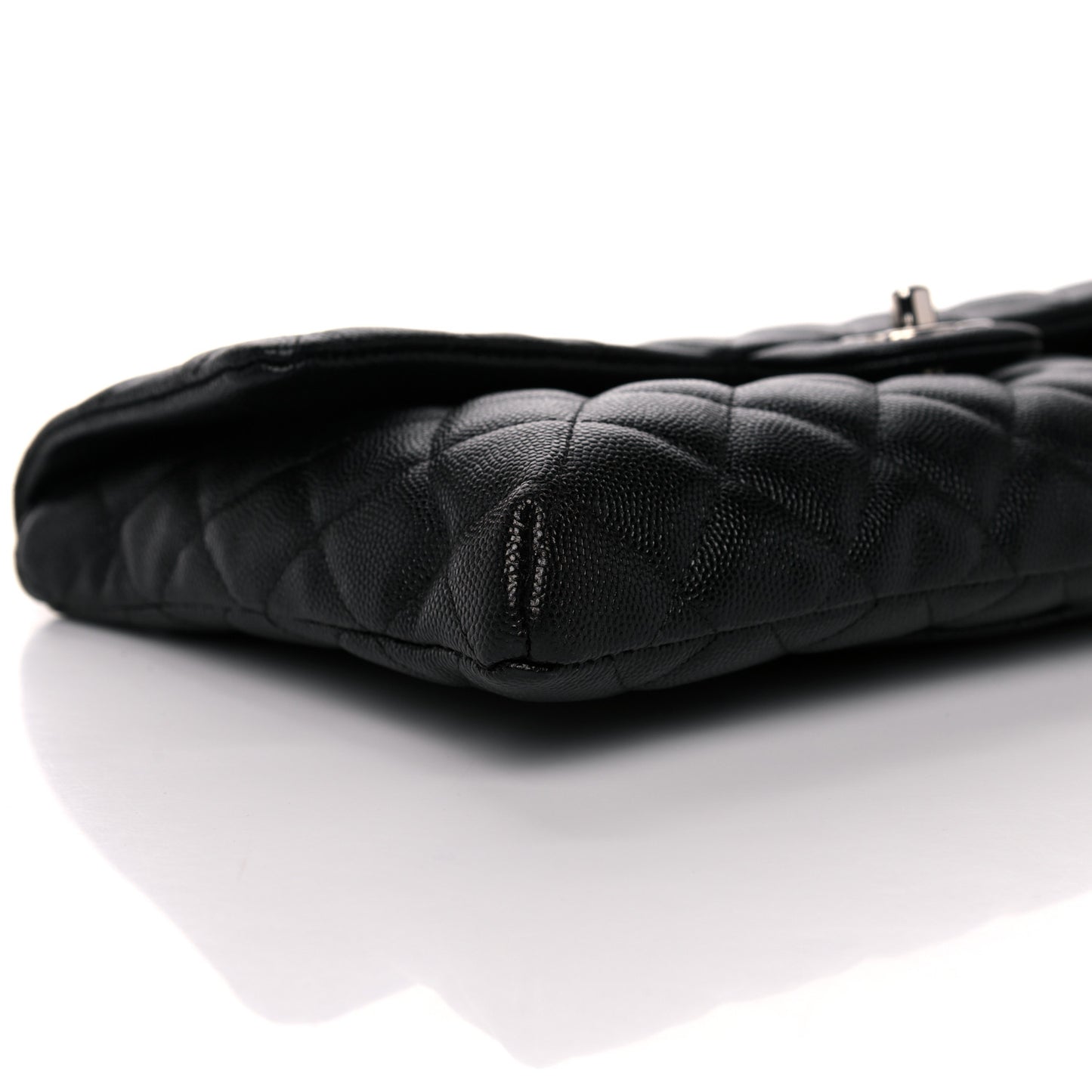 Caviar Quilted Flap Clutch Black