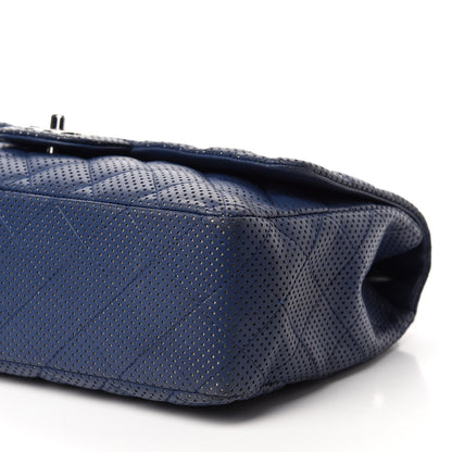 Chanel Lambskin Perforated Jumbo Single Flap Blue 8 of 17