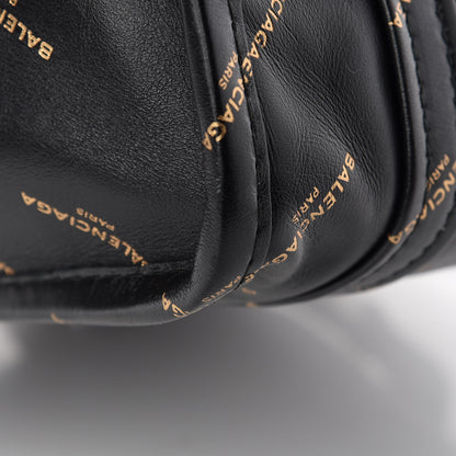 Balenciaga Calfskin Allover Logo XS Bazar Shopper Tote Black Gold 10 of 12
