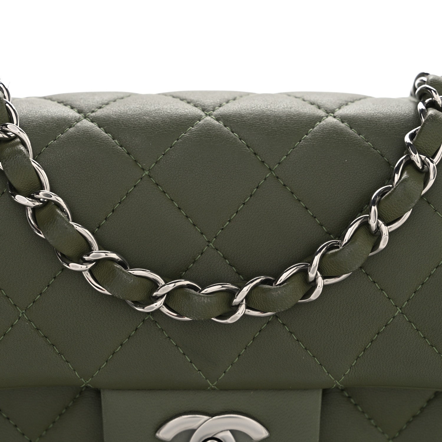 Chanel Lambskin Quilted Mini Rectangular Flap Green 8 of 10