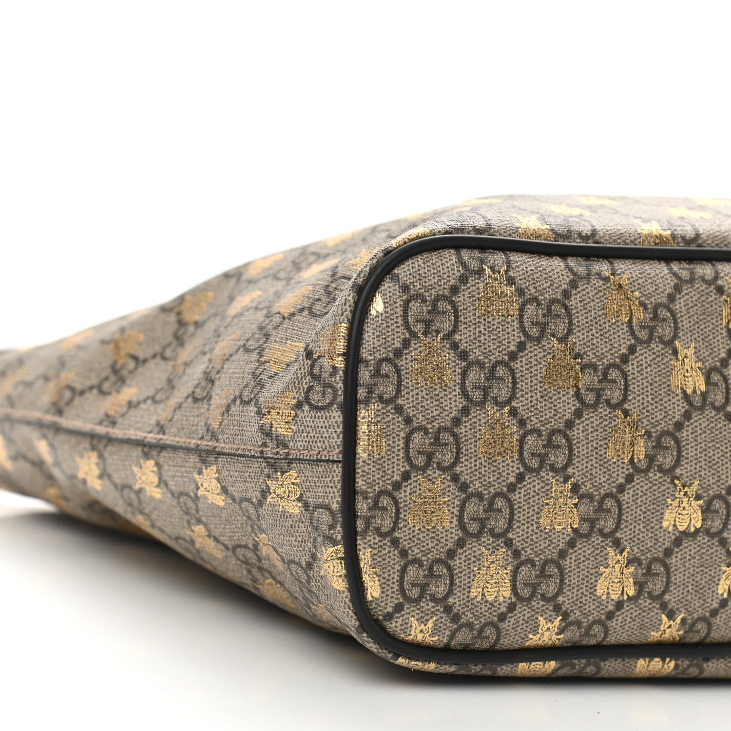Gucci Soft GG Supreme Monogram Bees Small Crossbody Tote Beige Oro Black 8 of 9
